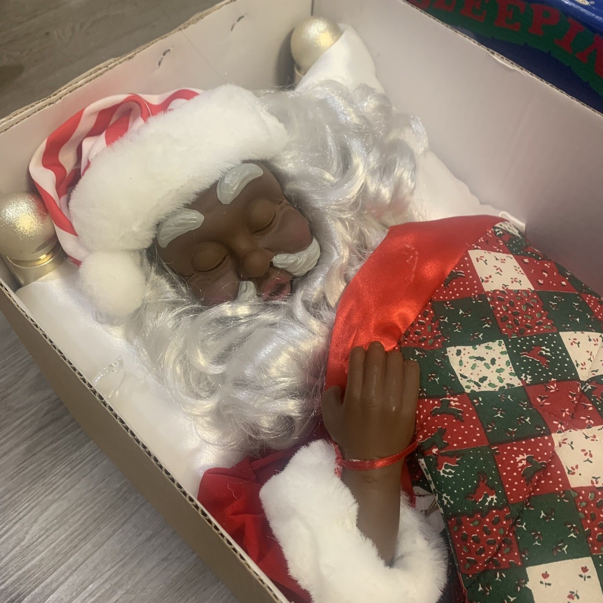 Telco Sleeping Santa African American Animated Snores Moves