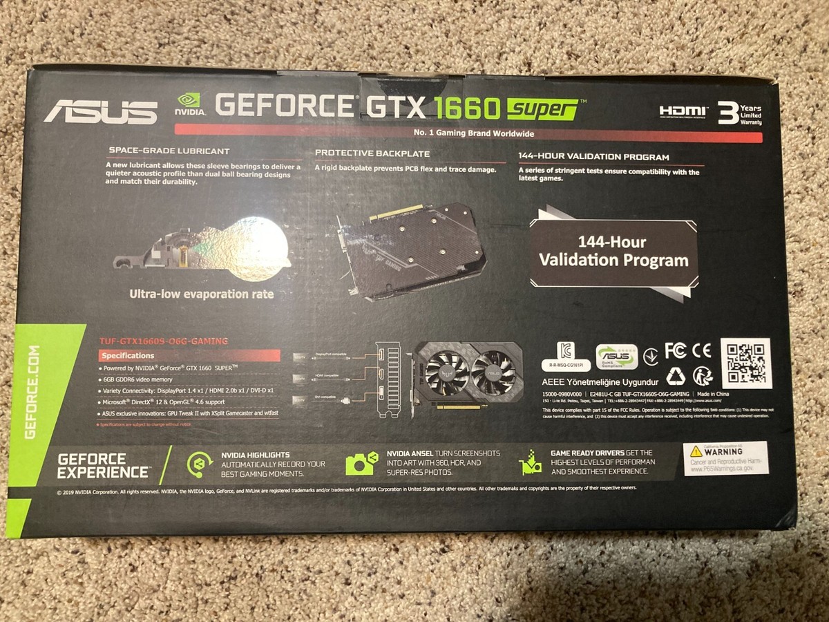 ASUS NVIDIA GeForce GTX 1660 SUPER ジャンク品 Asus TUF Gaming GeForce GTX 1660 Super Overclocked 6GB