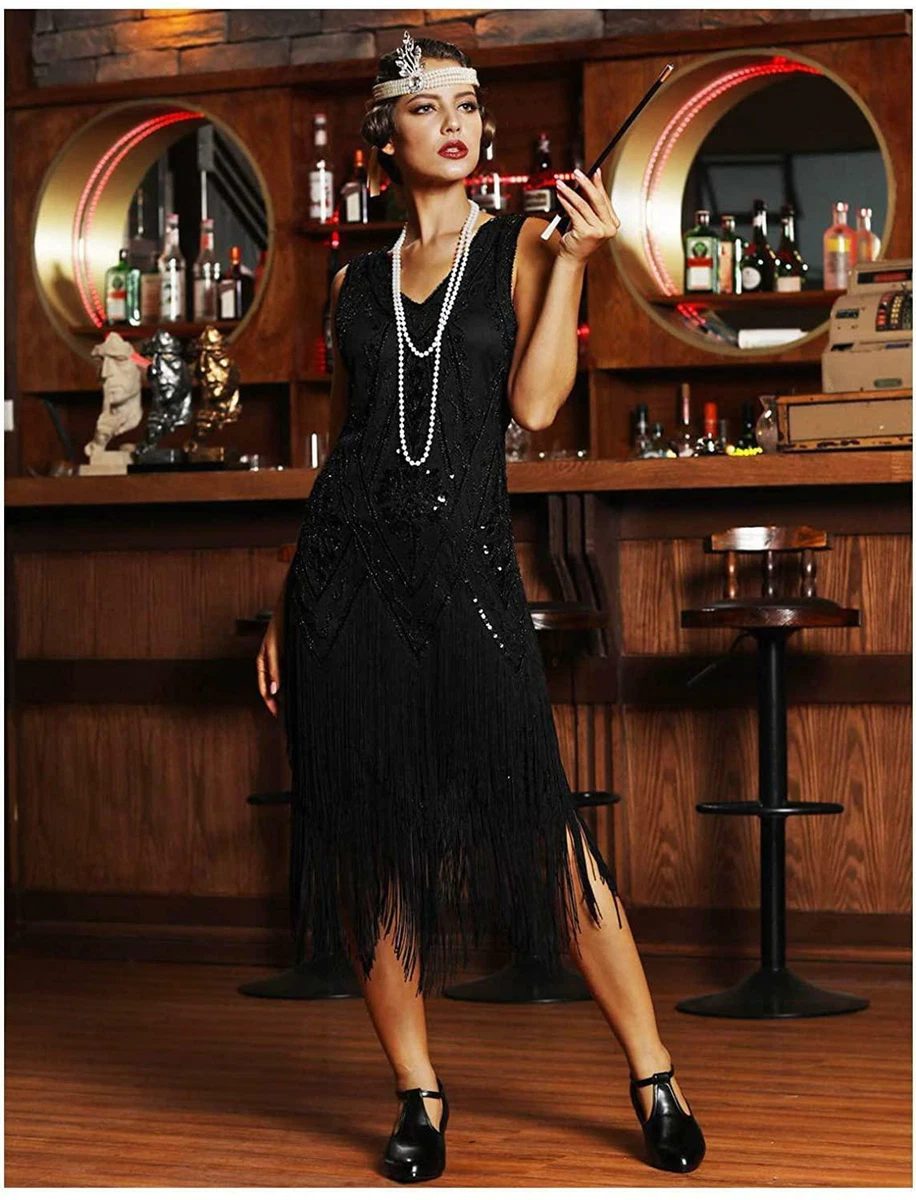 1920's Flapper Fringe Gatsby Party Dress - The Roxy - Turquoise Gold