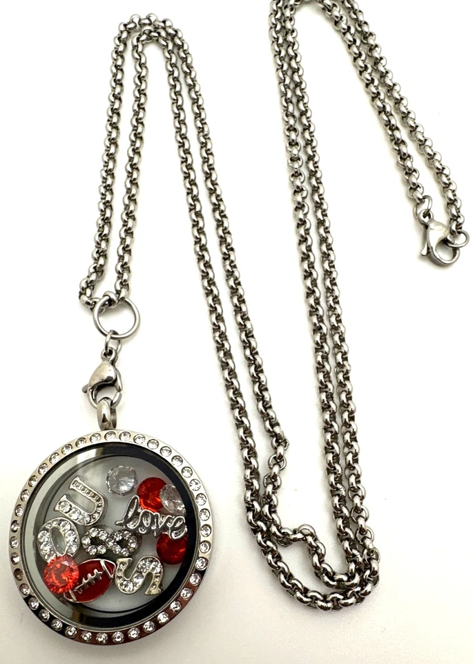 OSU Medallón Flotante Collar Acentos y Cadena Universidad Fútbol Equipo Espíritu Foto 2 de 4