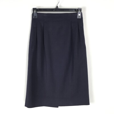 Vintage Nordstrom Petite Focus Pencil Skirt Women's Size 2 Navy 100% Wool Career