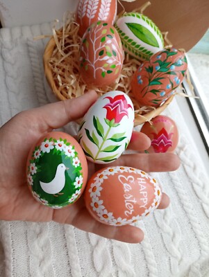 Decorative Eggs Hand-painted Wooden Eggs Set Of 3 Easter Eggs Pysanky Ornaments