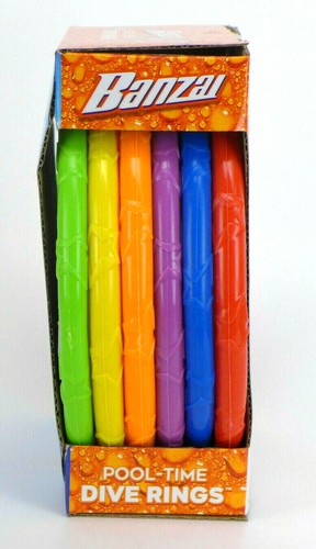 Banzai Pool Time Dive Rings 6 Piece Assort. Colors Pool & Bath Time - Picture 4 of 7