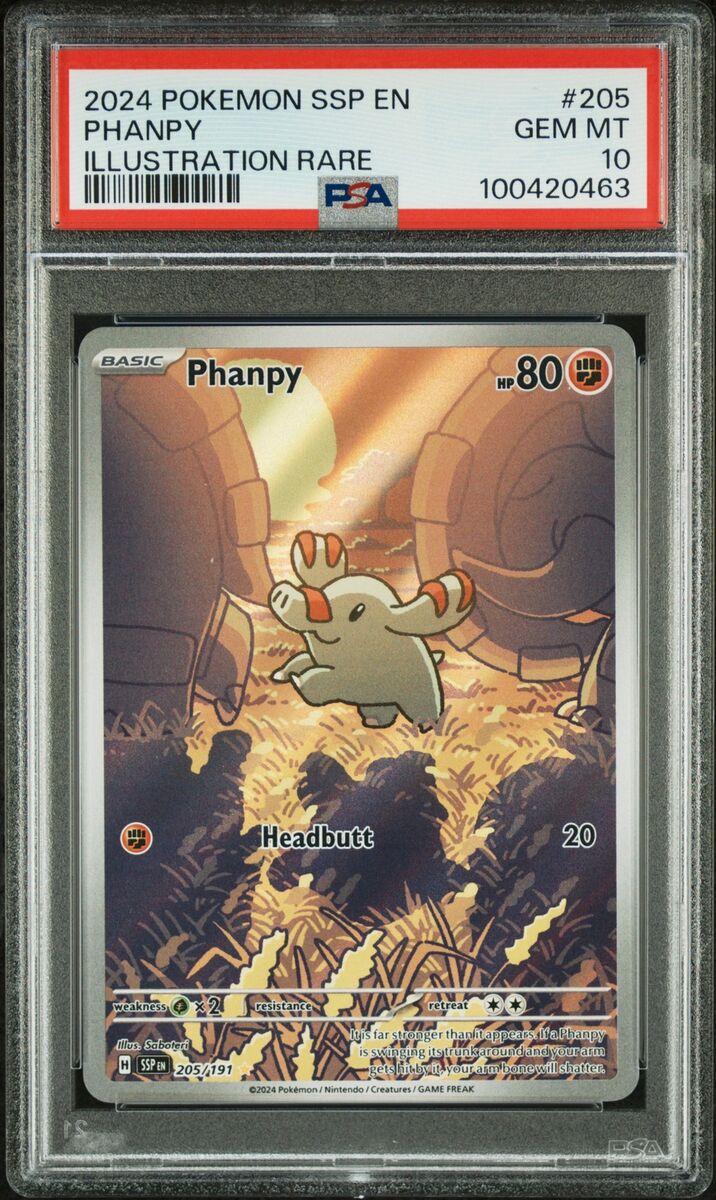 PSA 10 Phanpy Illustration Rare #205 2024 Pokemon SSP PSA 10 Phanpy Illustration Rare #205 2024 Pokemon SSP