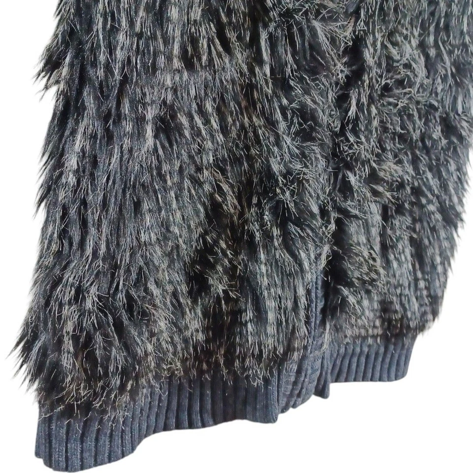 Romeo & Juliet Couture L 码灰色花式人造毛皮拉链毛衣背心安哥拉混纺 — 第 4/4 张图片