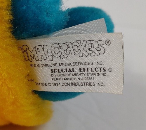 Vintage 24K Animal Crackers teal yellow 8 inch turtle plush stuffed animal 1994 - Picture 4 of 10