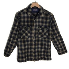 Vintage 70s Pendleton Virgin Wool Flannel Shirt Womens Medium Plaid Made In USA