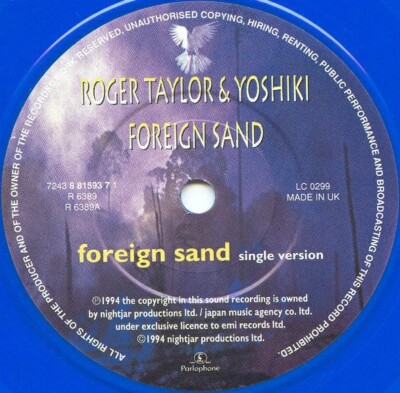 英12 Roger Taylor, Yoshiki Foreign Sand 12R6389 PARLOPHONE /00260 Roger Taylor & Yoshiki – Foreign Sand – Vinyl (12