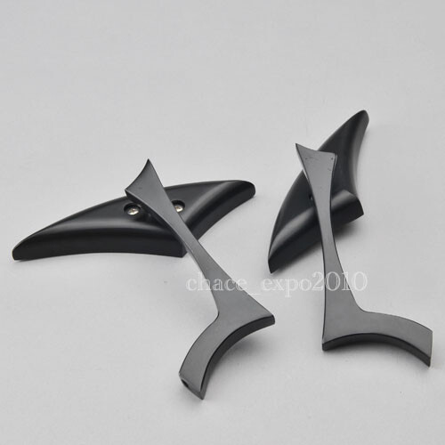 Black 8mm 10mm Motorcycle Cruiser Chopper Rearview Side Mirrors CNC Blade Bike - Picture 2 of 6