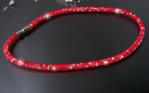 Collier Kette Armband Strass Netzschlauch Magnetverschluß Edelstahl Damen VS16 - Bild 68 von 96