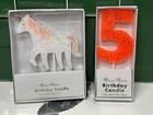 Meri Meri Unicorn Birthday candle & #5 Candle Orange Glitter NEW/UNOPENED