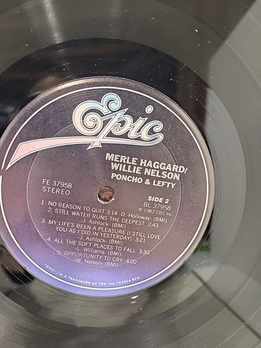 Willie Nelson Merle Haggard Poncho & Lefty Stereo 1982 Vinyl Epic FE-37958 - Picture 6 of 9