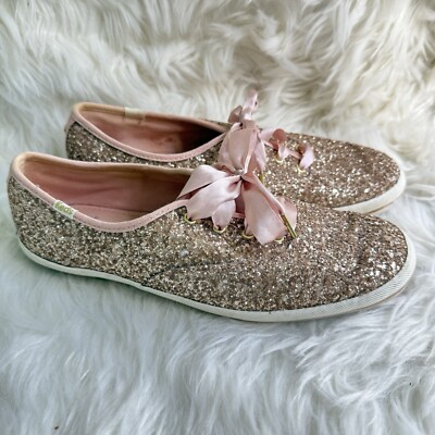 KATE SPADE x Keds pink glitter sparkle sneakers size