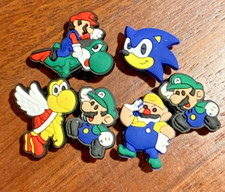 SUPER MARIO  Sonic Shoe Charms Wristbands Lot of 6, Mario, Wario, Luigi, Sonic 