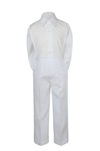 Toddler Kid Boys Teens Wedding Formal 3pc Set Shirt White Pants Tie Suit 4T-20 - Picture 26 of 26