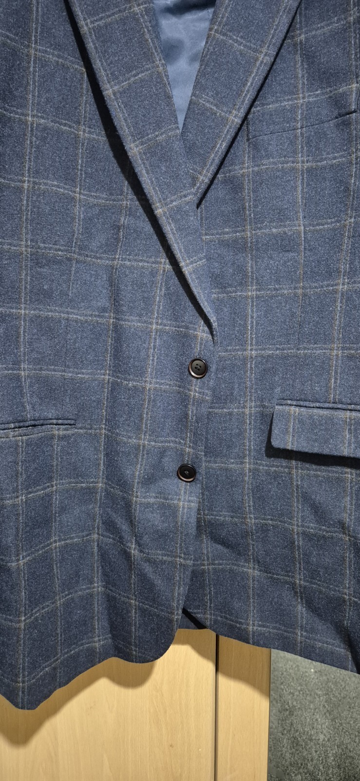 Tailored Fit Navy Check Tweed 3 Piece Suit image 2