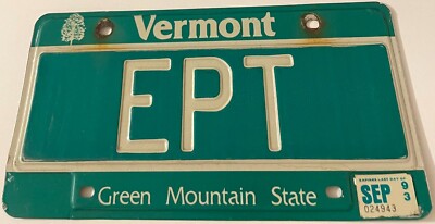 EPT Vanity License Plate Vermont Excess Profits Tax European Poker Tour Adept