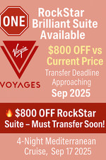 Virgin Voyages RockStar Suite – Brilliant Cabin Sep 17-21, 2025 | Save $800+
