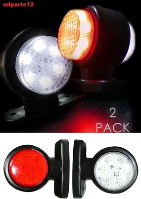 2 Feux De Gabarit Latéraux LED 12-24V Pour Camion/caravane - Blanc Et Rouge