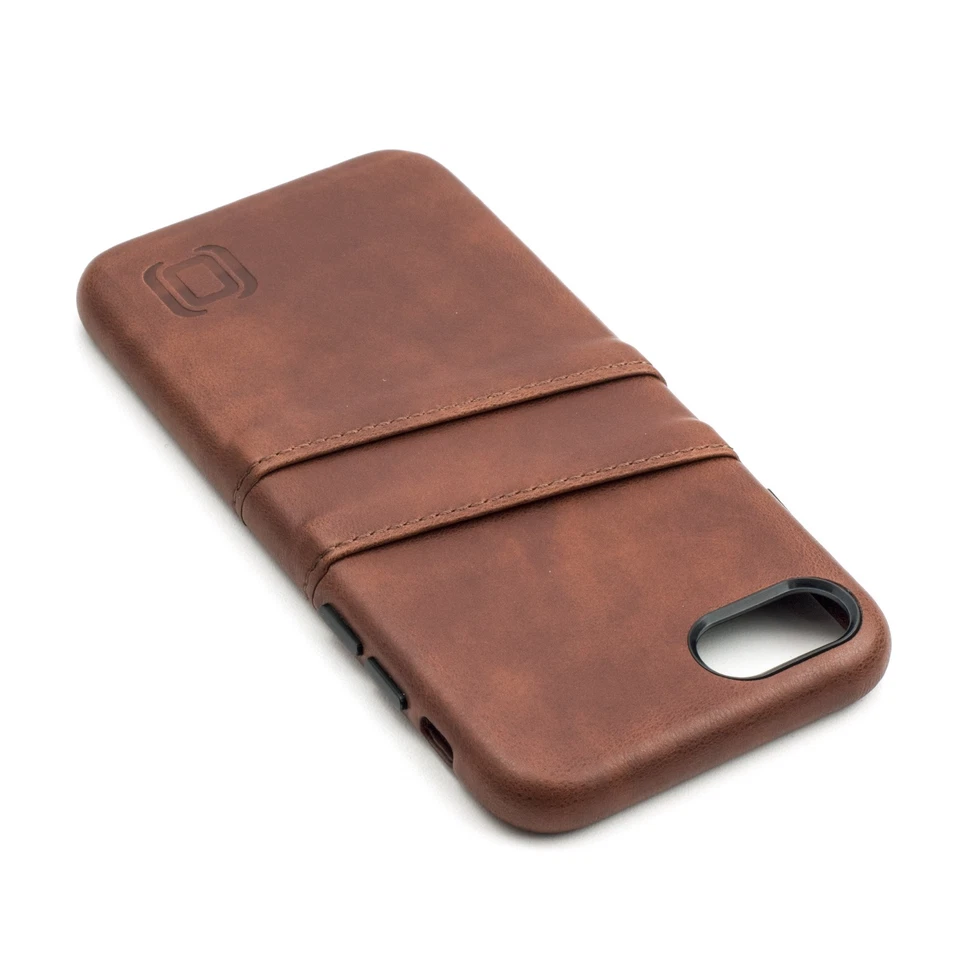 Funda tipo billetera Dockem Exec iPhone SE 3, SE 2, 8, 7, 2 tarjeteros cuero PU marrón Foto 3 de 4