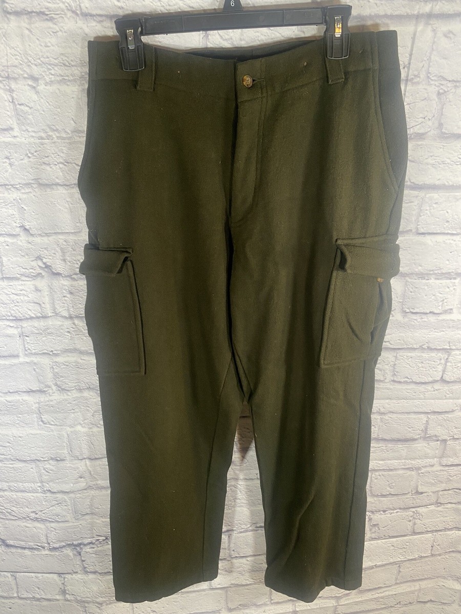 Vintage Woolrich Pants Size 34 Heavy Wool Blend Cargo Pocket Dark