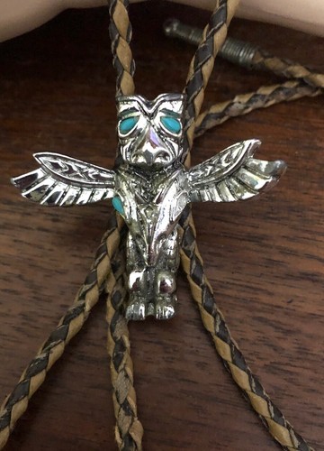 Estate Find, Southwestern Bolo Style Dancing Eagle Necklace - Picture 7 of 12