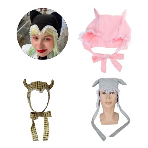 Novelty Horn Lace Hat for Party Rabbit Girl Costume Hat Masquerade Dress Up Hat - Picture 2 of 11