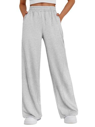 Women's Wide Leg Sweatpants Baggy Y2K High Waisted Joggers Fall Medium Grey - Bild 1 von 5