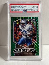 2020 PANINI MOSAIC GREEN REACTIVE PRIZM BARRY SANDERS LIONS OLD SCHOOL PSA 10
