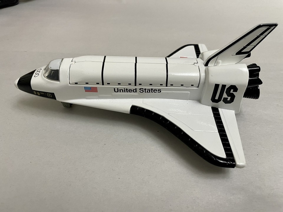 Playmaker Toys US White Space Shuttle Diecast Rocket Thruster NASA Pull ...