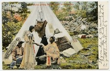 Indian Tent Vintage Postcard to Wareham , Grey County ON Canada