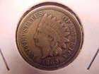 1863 INDIAN HEAD CENT - VF - SEE PICS! - (X2523)