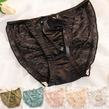 6 Pack Lot Womens Satin Panties Briefs Lace String Bikinis Underwear Lingeries
