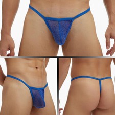 Men's Mesh See-through Pouch G-string Briefs Underwear T-back Thong V-string