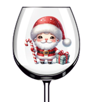 12x Farbe Weihnachten Santa Wichtel Vinyl Aufkleber Abziehbild Becher Weinglas Flasche