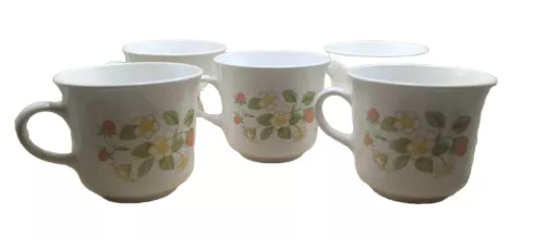 Vintage Corelle Strawberry Sundae Tea Coffee Cup Mug Set Of 5