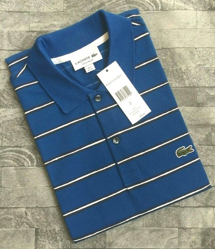 LACOSTE BLUE STRIPE POLO SHIRT REGULAR FIT SIZE 2 / XS RETAIL €120 BNWT - Bild 6 von 9