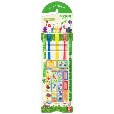 Pikmin Toothbrush set of 3 Blue Yellow Red with sticker BANDAI
