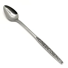 Oneida Ltd LATIN QUARTER Stainless Textured Black Accent ICED TEA SPOON Flatware