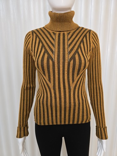 DKNY Women's Walnut Printed Turtleneck Ribbed Long-Sleeve Sweater Size S. - Picture 16 of 24