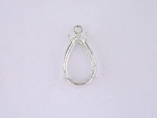 Pear Shape 4 Prong Wire Mount Dangle Setting Sterling Silver  