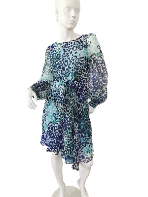 MAX MARA🌟 Printed SILK Georgette Dress 2Usa_ 4Uk_ 32De_