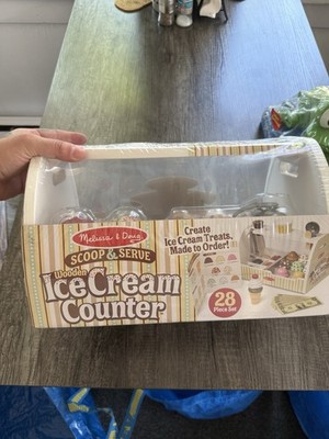 Melissa & Doug Scoop & Serve Wooden Ice Cream Counter Play Set, 28-Piece
