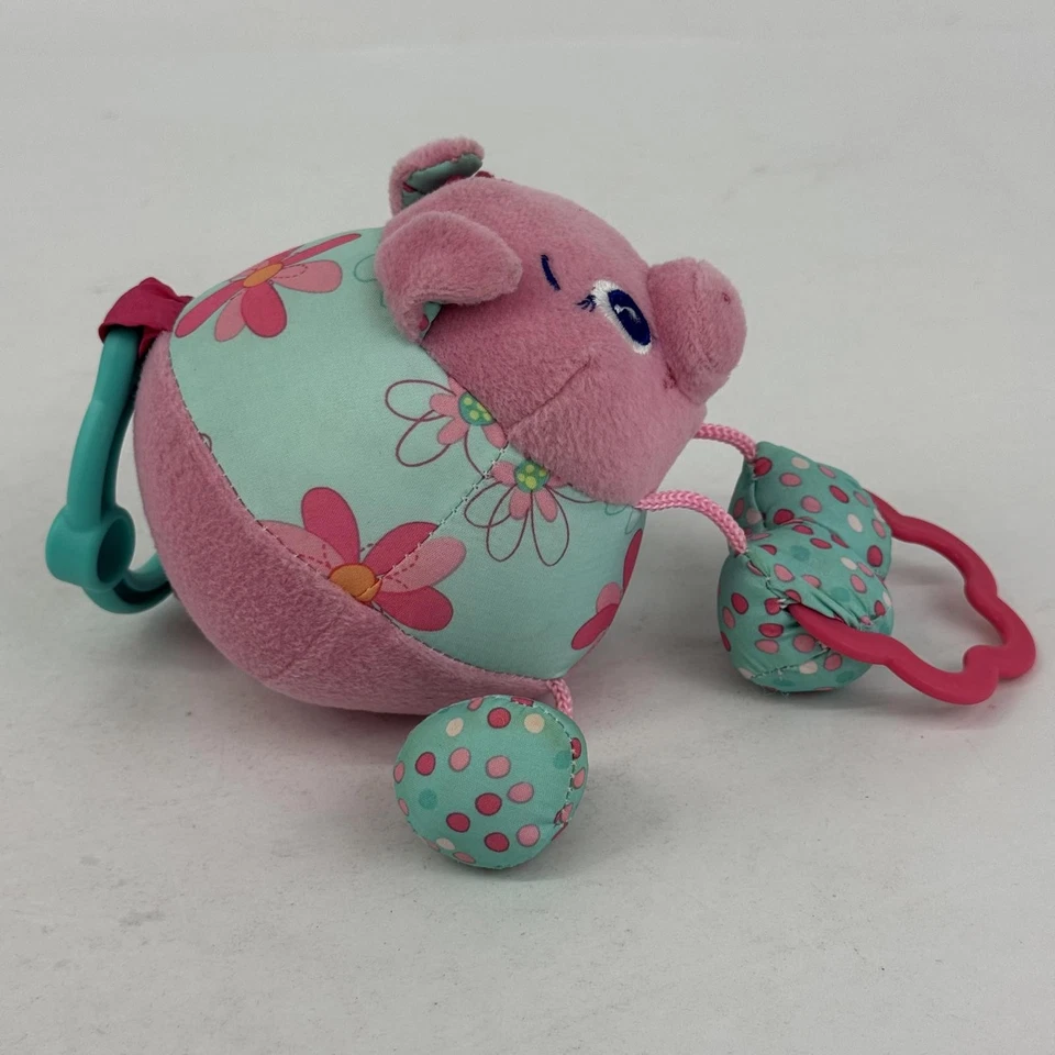 Kids II Inc Bright Starts Piglet Plush Baby Toy With Plastic Teething Rings - Image 3 of 4