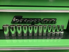 Snap On Tools 3/8” Drive Metric Semi Deep Chrome Socket Set, 8-19mm, 212FSMSY