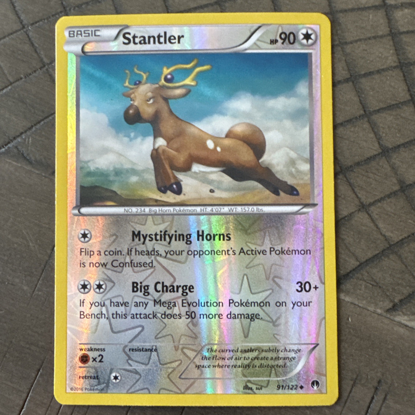 1x Stantler - 91/122 - Uncommon - Reverse Holo XY BREAKpoint Pokemon Near Mint