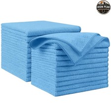 Microfiber Cleaning Cloths Blue 20 Pack 12 x 12 in Lint-Free Reusable