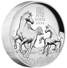 AUSTRALIAN 2026 Lunar Year of the Horse 1oz $1 Silver HIGH RELIEF COIN