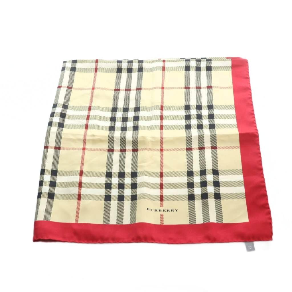 Burberry London Large Scarf Stole Nova Plaid Logo Beige Red Women's Authentic thumbnail 6