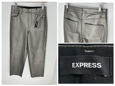 Express NWT Faux Leather 90 s Straight Super High Rise Pants Size 8 Preppy 30x26